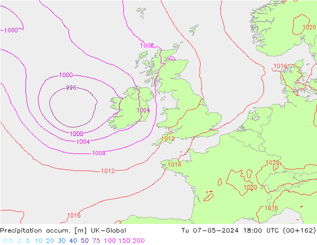 Precipitation accum. UK-Global Ter 07.05.2024 18 UTC