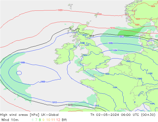 High wind areas UK-Global Qui 02.05.2024 06 UTC