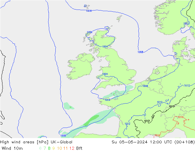 High wind areas UK-Global Su 05.05.2024 12 UTC