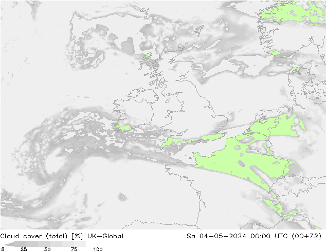 Cloud cover (total) UK-Global So 04.05.2024 00 UTC