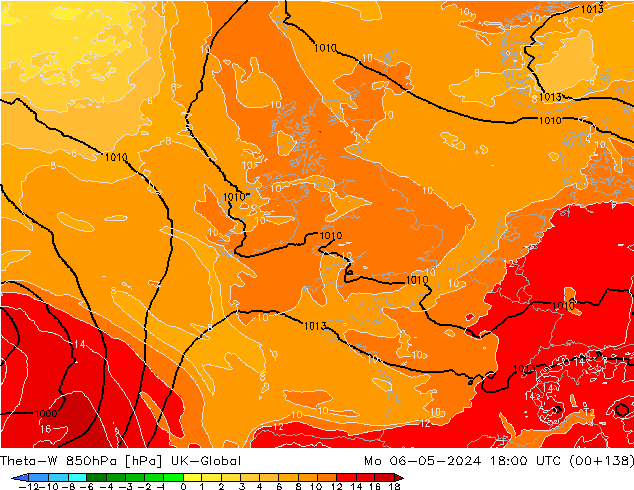 Theta-W 850hPa UK-Global Seg 06.05.2024 18 UTC