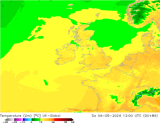 Temperature (2m) UK-Global Sa 04.05.2024 12 UTC