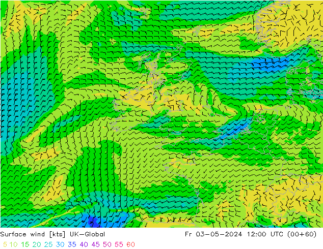 Surface wind UK-Global Pá 03.05.2024 12 UTC
