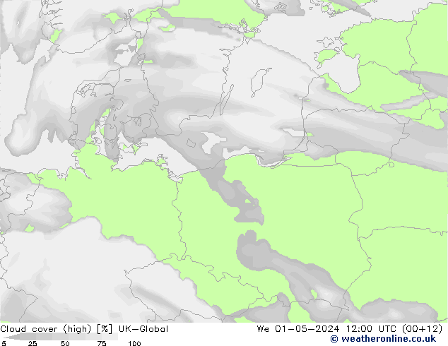 Nuages (élevé) UK-Global mer 01.05.2024 12 UTC
