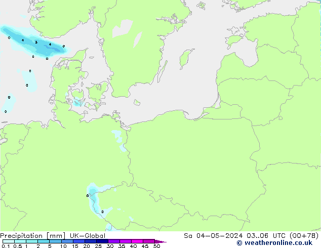 Precipitazione UK-Global sab 04.05.2024 06 UTC