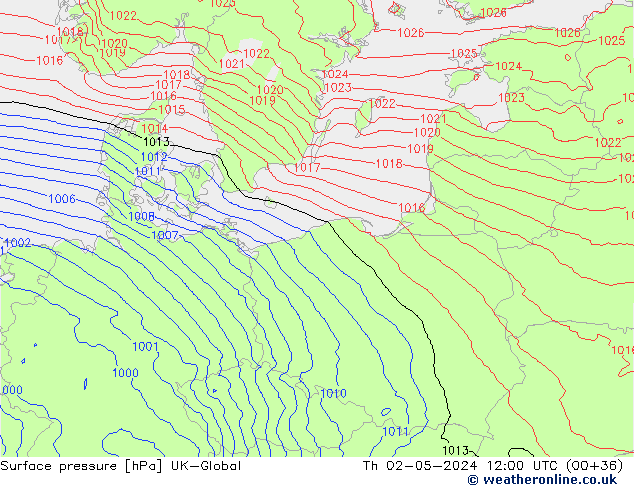 Luchtdruk (Grond) UK-Global do 02.05.2024 12 UTC