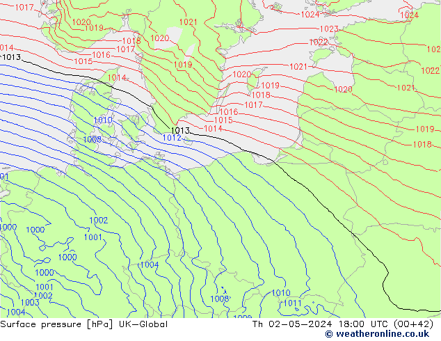 Surface pressure UK-Global Th 02.05.2024 18 UTC