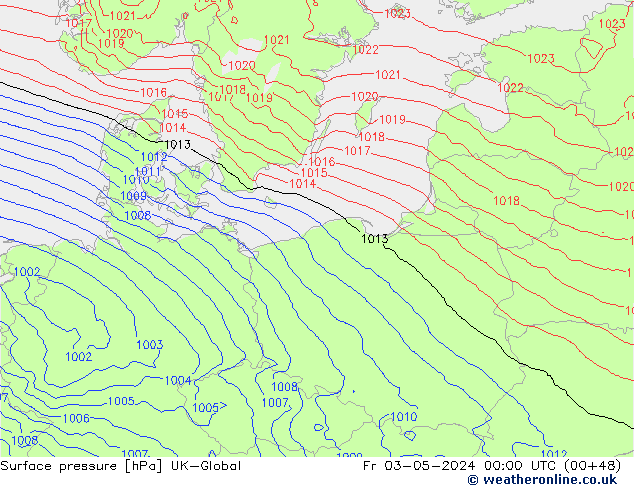 Surface pressure UK-Global Fr 03.05.2024 00 UTC