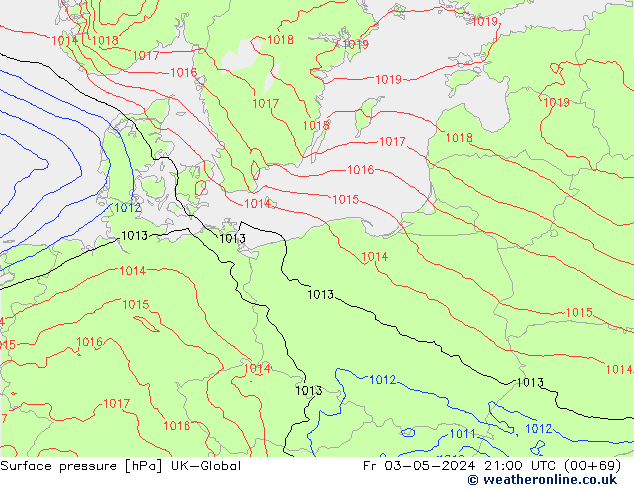 Surface pressure UK-Global Fr 03.05.2024 21 UTC