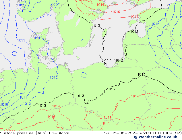 pression de l'air UK-Global dim 05.05.2024 06 UTC