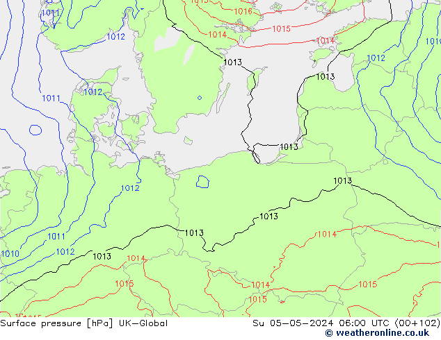 Surface pressure UK-Global Su 05.05.2024 06 UTC