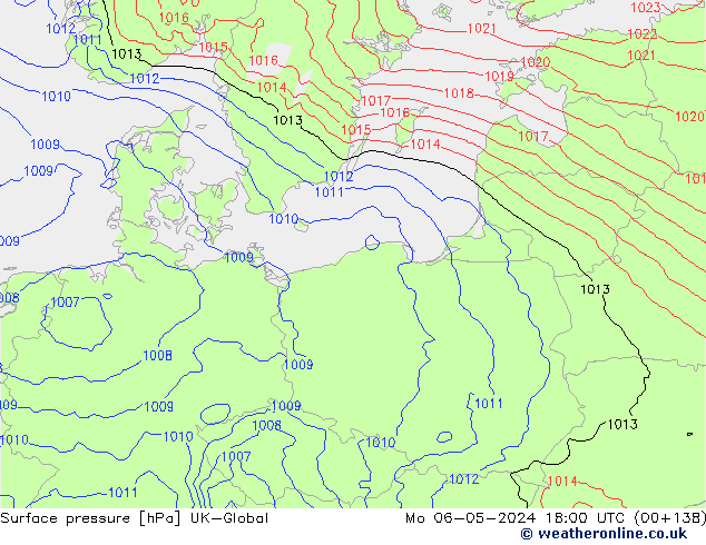 Surface pressure UK-Global Mo 06.05.2024 18 UTC