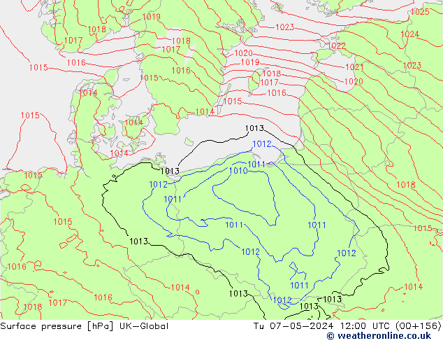 Luchtdruk (Grond) UK-Global di 07.05.2024 12 UTC