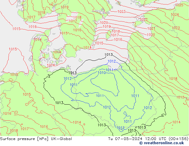 Surface pressure UK-Global Tu 07.05.2024 12 UTC