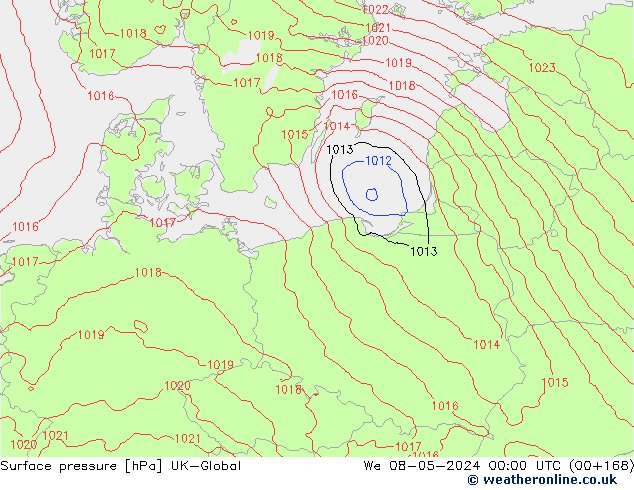 Atmosférický tlak UK-Global St 08.05.2024 00 UTC
