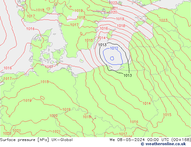 Surface pressure UK-Global We 08.05.2024 00 UTC