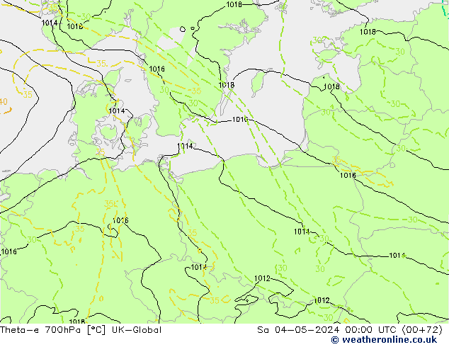 Theta-e 700hPa UK-Global  04.05.2024 00 UTC