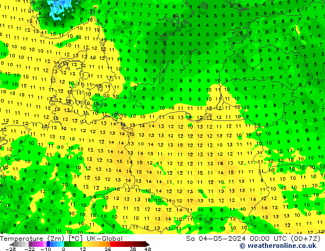 Temperatuurkaart (2m) UK-Global za 04.05.2024 00 UTC