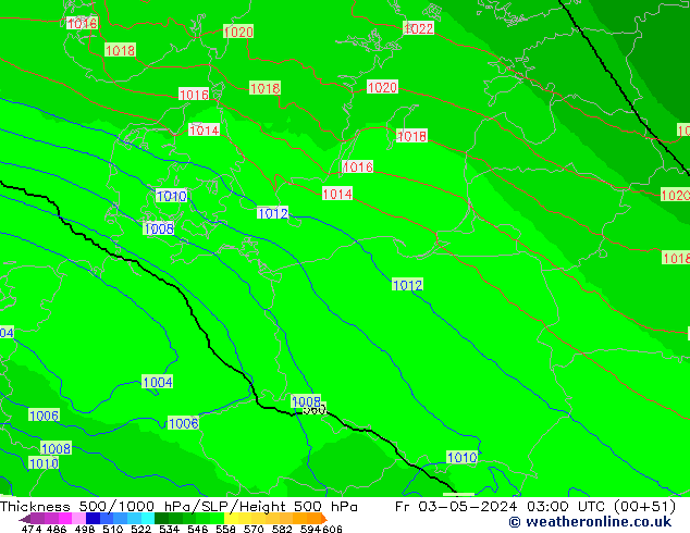 500-1000 hPa Kalınlığı UK-Global Cu 03.05.2024 03 UTC
