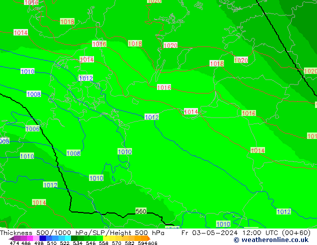 Thck 500-1000hPa UK-Global Fr 03.05.2024 12 UTC