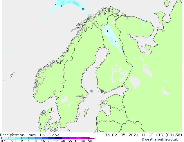 Precipitazione UK-Global gio 02.05.2024 12 UTC