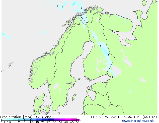 Precipitazione UK-Global ven 03.05.2024 00 UTC