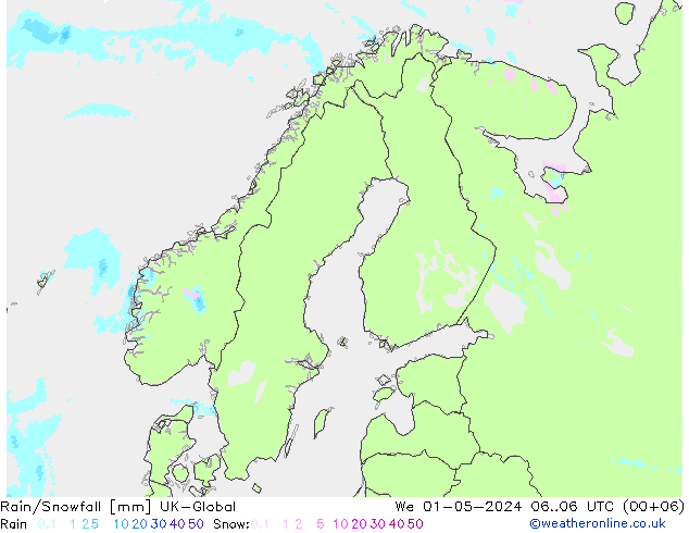 Regen/Schneefall UK-Global Mi 01.05.2024 06 UTC