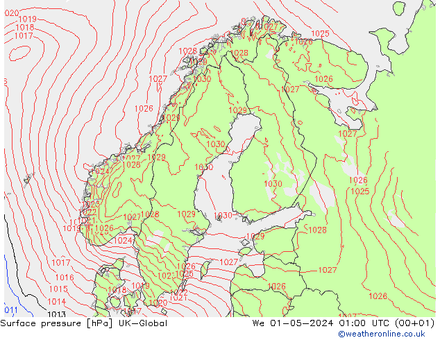 Luchtdruk (Grond) UK-Global wo 01.05.2024 01 UTC