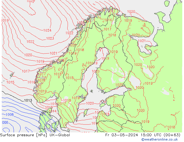 Surface pressure UK-Global Fr 03.05.2024 15 UTC