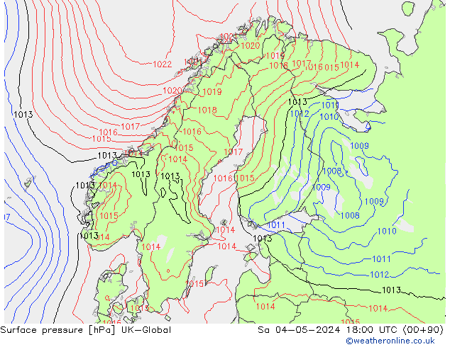 Luchtdruk (Grond) UK-Global za 04.05.2024 18 UTC