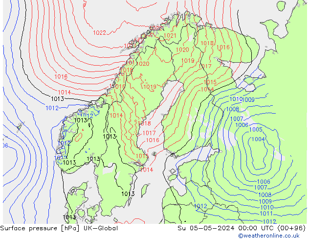 Surface pressure UK-Global Su 05.05.2024 00 UTC