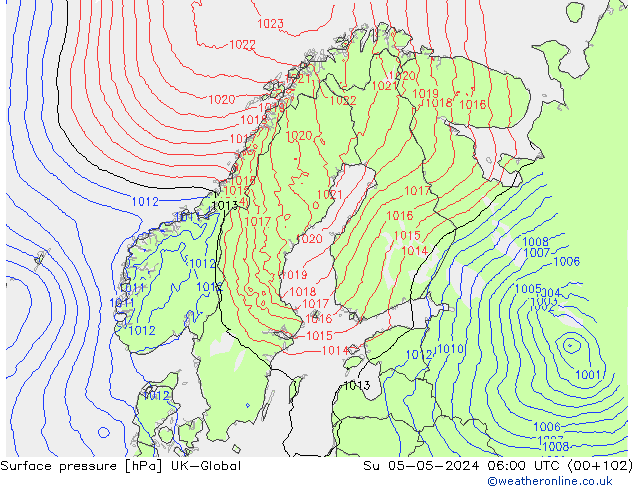 pressão do solo UK-Global Dom 05.05.2024 06 UTC