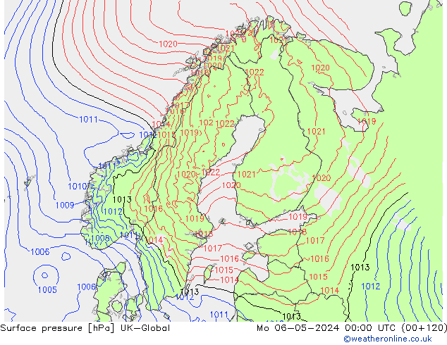 pression de l'air UK-Global lun 06.05.2024 00 UTC