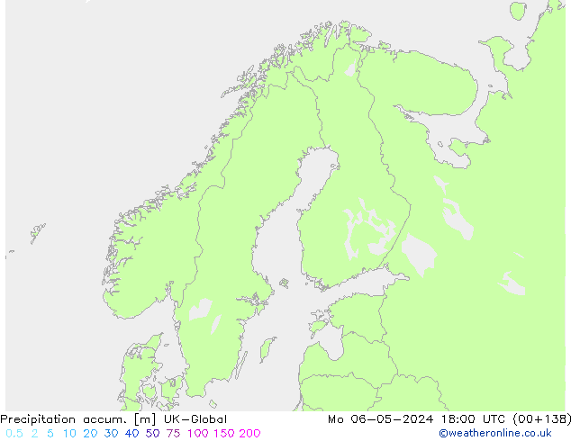 Totale neerslag UK-Global ma 06.05.2024 18 UTC