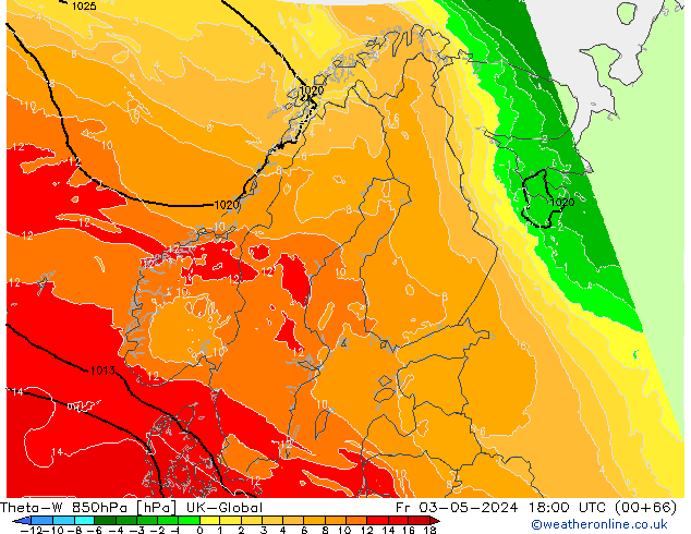 Theta-W 850hPa UK-Global Fr 03.05.2024 18 UTC