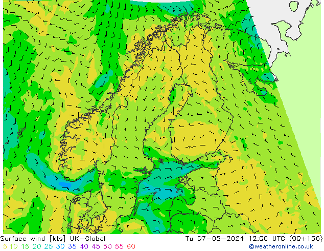 Surface wind UK-Global Tu 07.05.2024 12 UTC