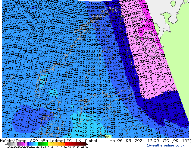 Height/Temp. 500 hPa UK-Global Mo 06.05.2024 12 UTC