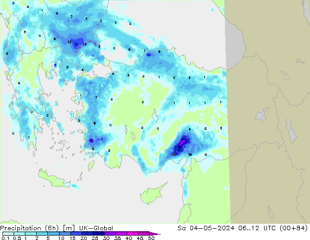 Precipitation (6h) UK-Global Sa 04.05.2024 12 UTC