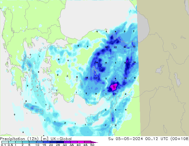 Precipitation (12h) UK-Global Ne 05.05.2024 12 UTC