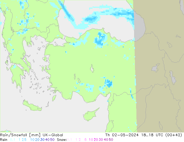 Rain/Snowfall UK-Global czw. 02.05.2024 18 UTC