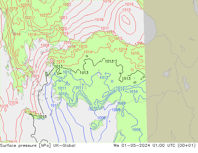 Yer basıncı UK-Global Çar 01.05.2024 01 UTC