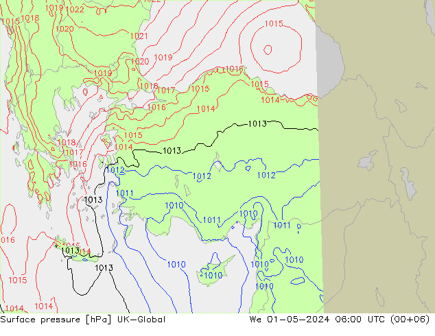 Surface pressure UK-Global We 01.05.2024 06 UTC