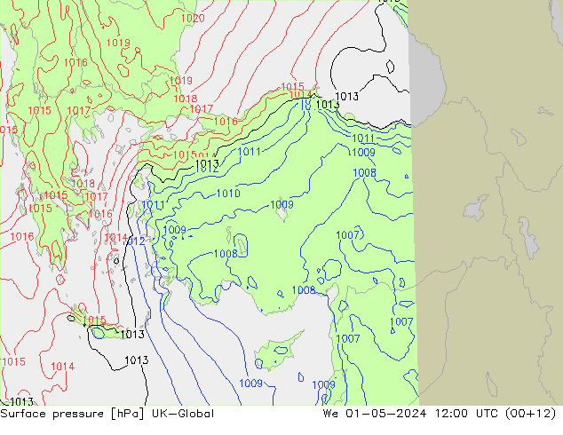 Surface pressure UK-Global We 01.05.2024 12 UTC