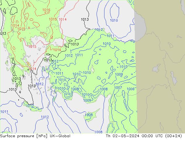 Surface pressure UK-Global Th 02.05.2024 00 UTC