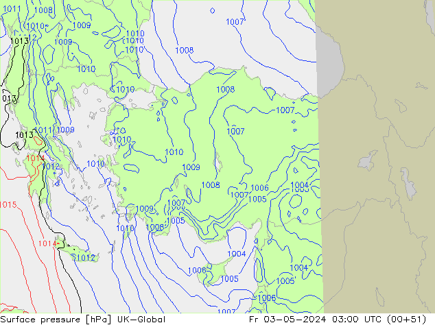 Surface pressure UK-Global Fr 03.05.2024 03 UTC