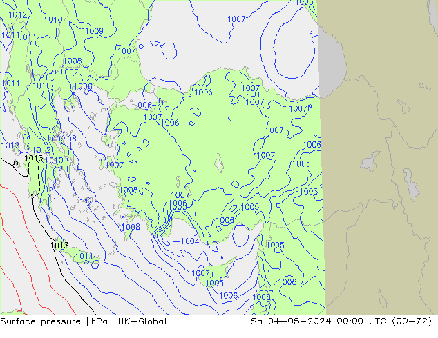 Atmosférický tlak UK-Global So 04.05.2024 00 UTC