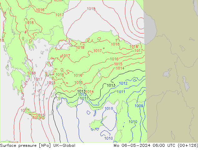 Presión superficial UK-Global lun 06.05.2024 06 UTC