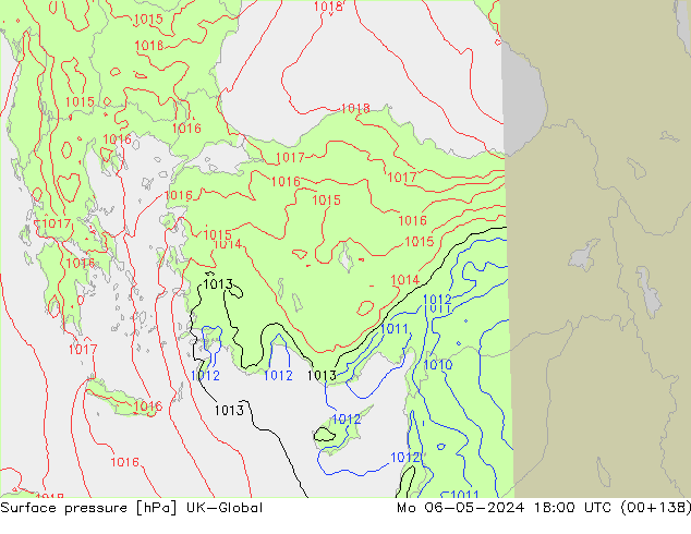 pressão do solo UK-Global Seg 06.05.2024 18 UTC