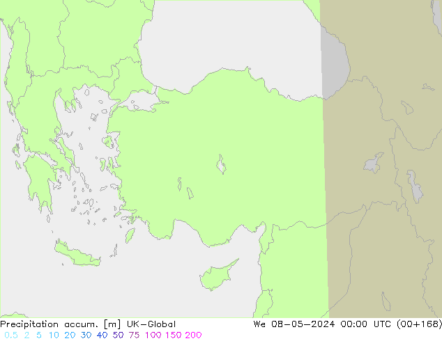 Precipitation accum. UK-Global We 08.05.2024 00 UTC