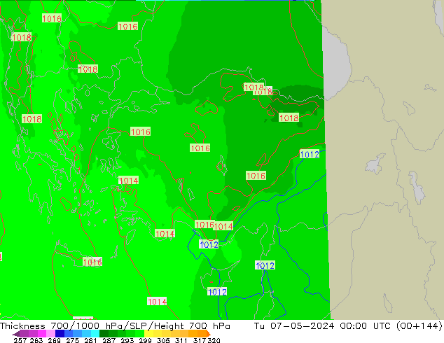 Thck 700-1000 hPa UK-Global Ter 07.05.2024 00 UTC